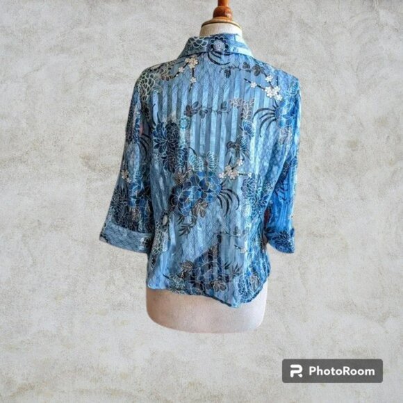c.b. collections button-up blouse  SZ PL - Picture 3 of 16
